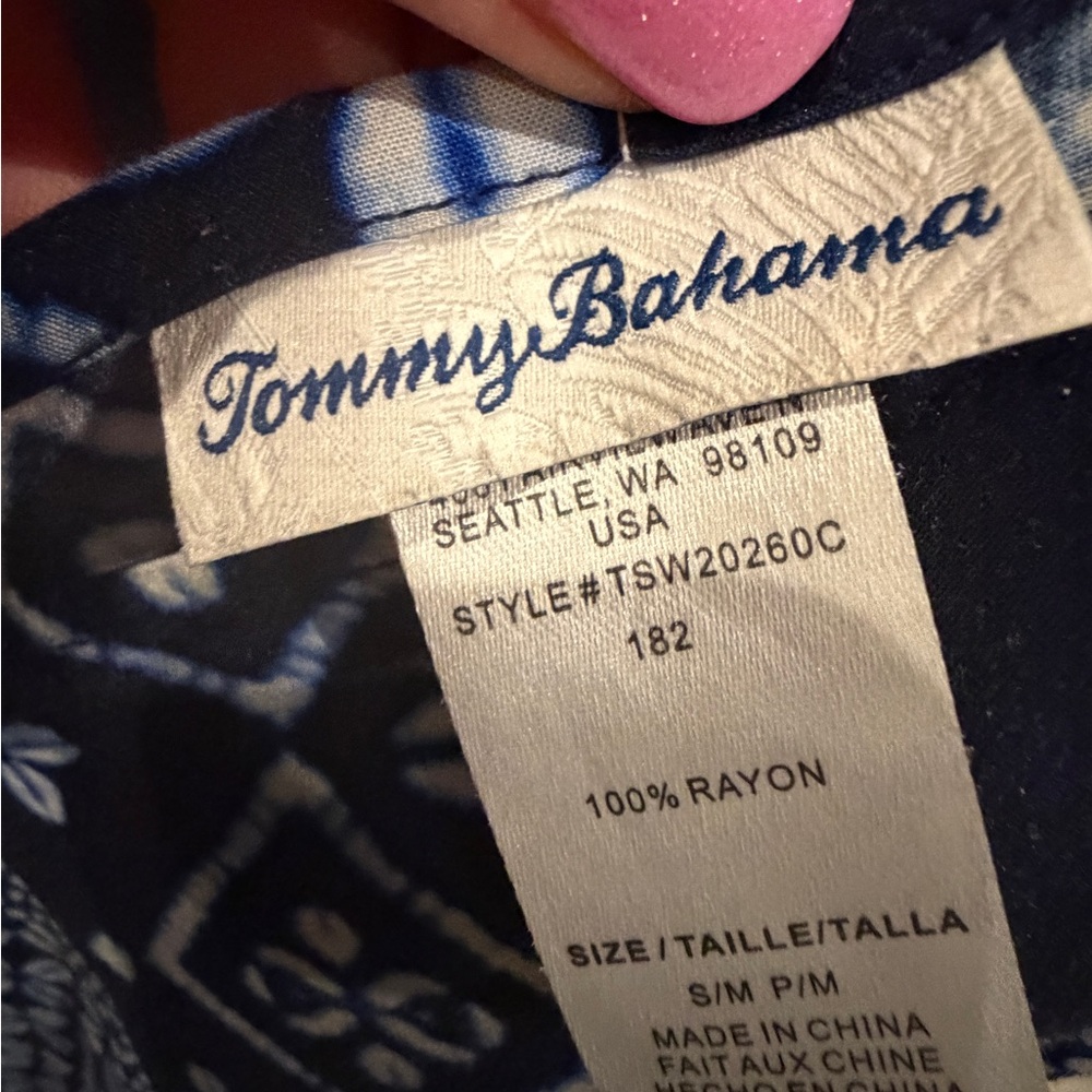 Tommy Bahama Navy and White Rayon Dress S/M P/M - Picture 3 of 6